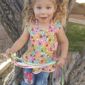 Handmade Girl's Floral Peplum Top